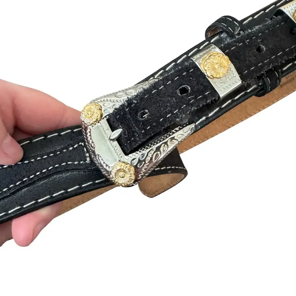 Vtg Western Frontier Series black leather belt